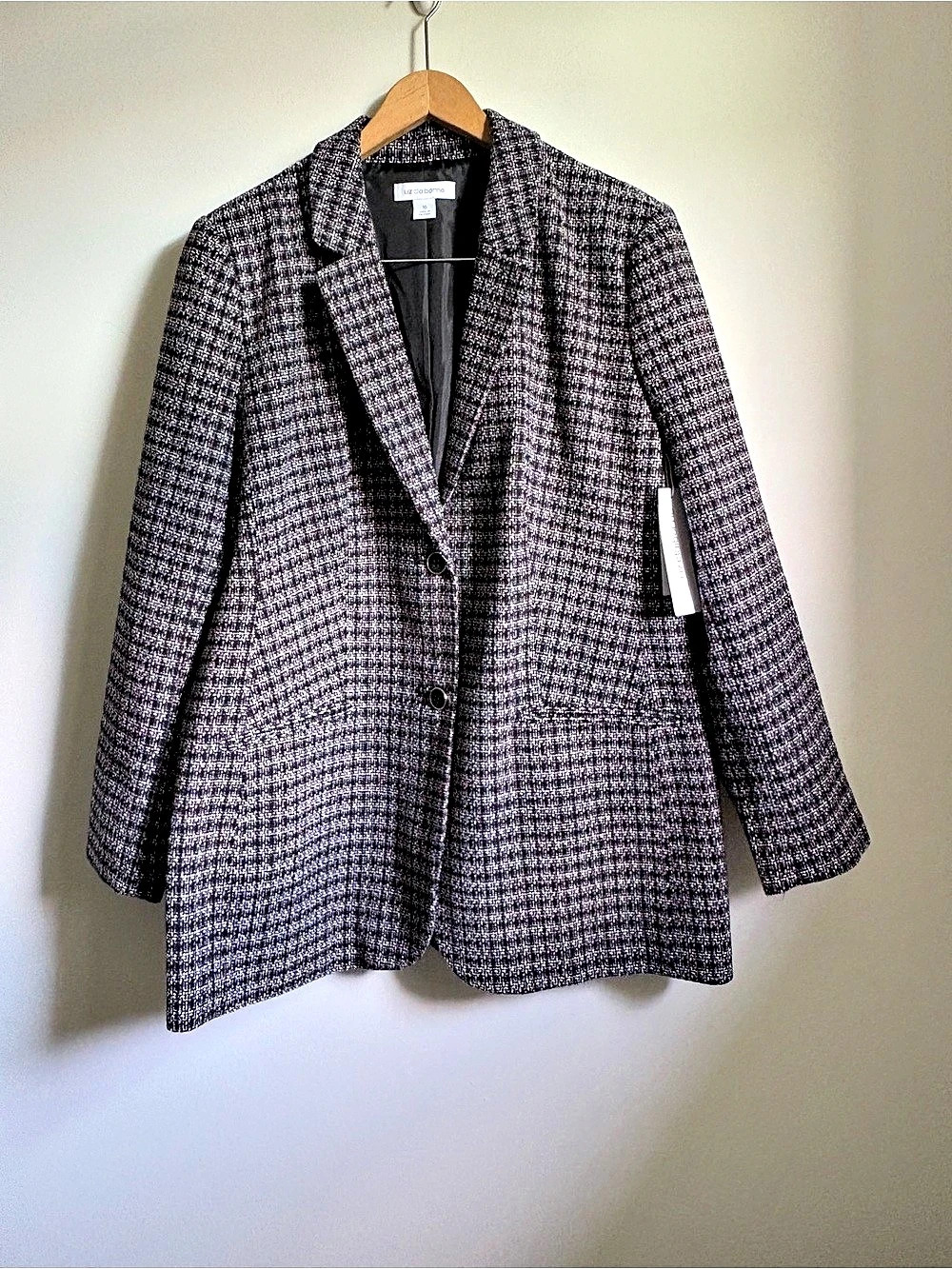 Liz Claiborne Blazer in Black Multi-tone Tweed Size 16 NWT